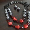 Agatha Red and Silver Necklace Set