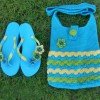 Spring Tale Crocheted Flip Flop and Purse