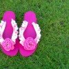 Rosey Pink and White Crocheted Flip Flop