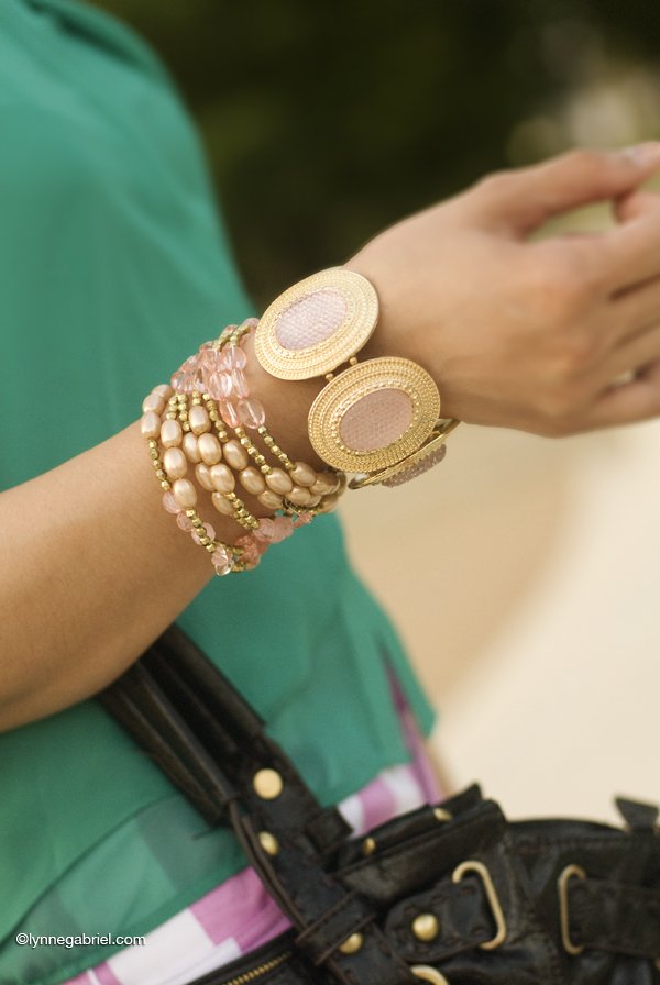 Pink and Gold Bracelets