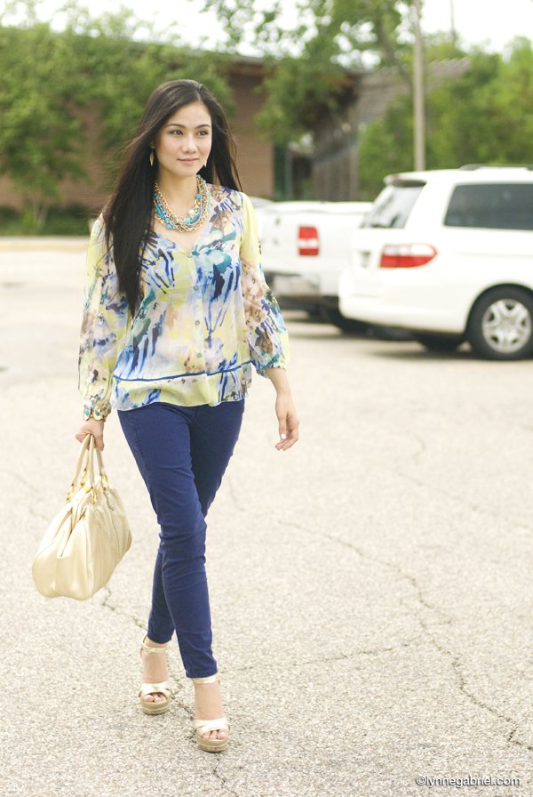 BabaKul Floral Blouse and Skinny Jeans
