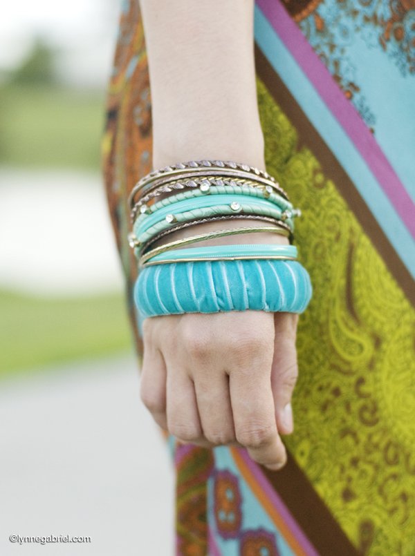 Turquoise and Gold Bangles