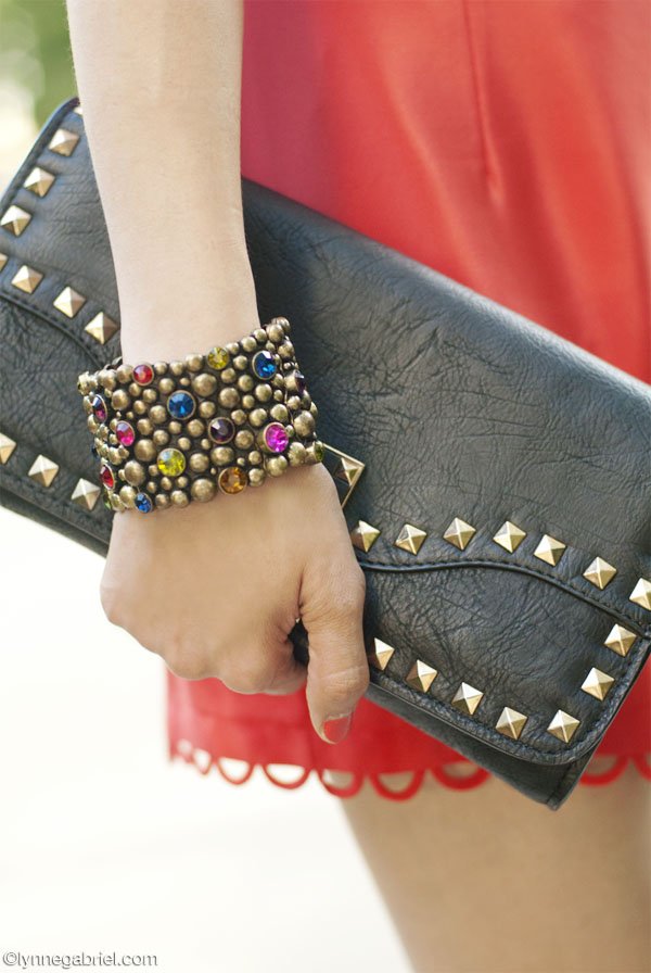 JustFab Studded Clutch Bag