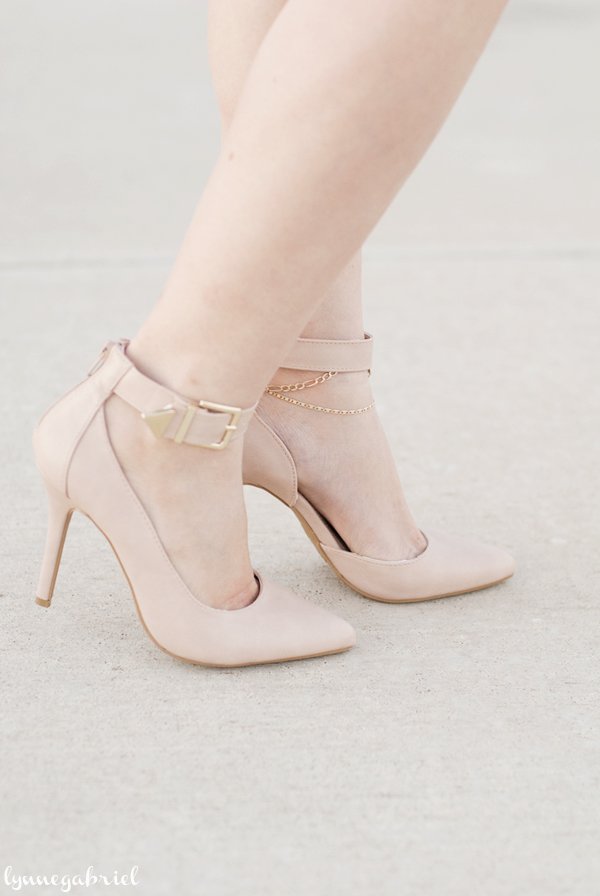 Nude Ankle Strap Pumps