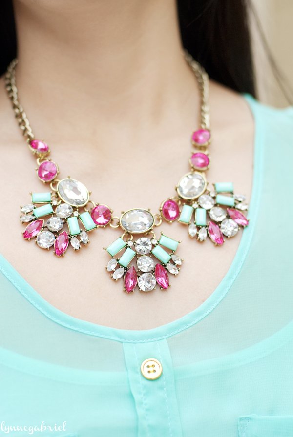 Pink and Mint Statement Necklace