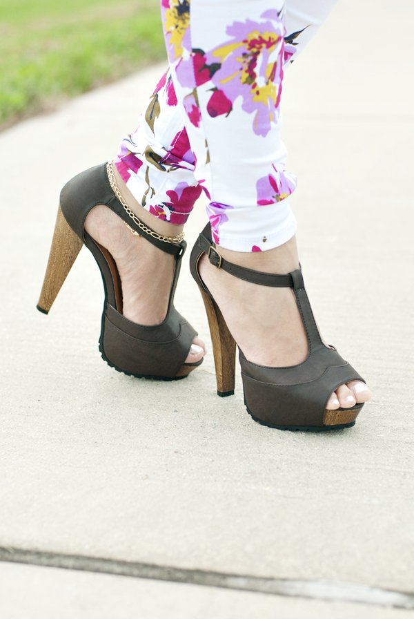 Brown Platform T-Strap Sandals